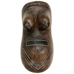 African Woman Pregnancy Sculpture Midcentury Mod Belly Body Art Mask