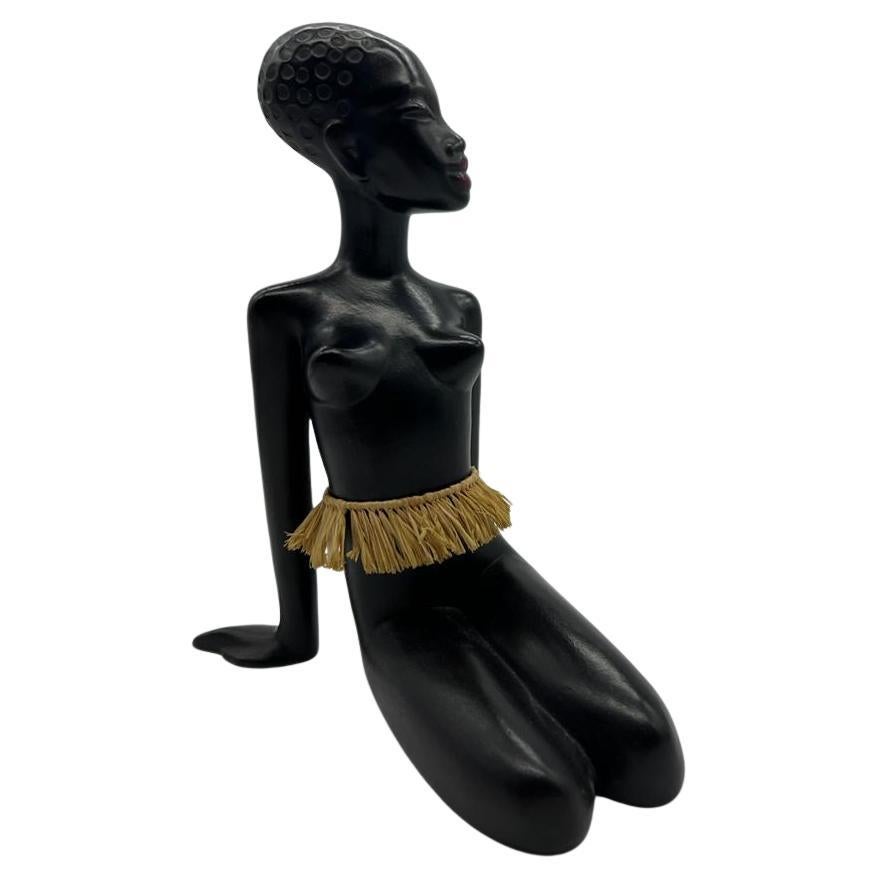African Woman sculpture by Leopold Anzengruber, 1950 For Sale
