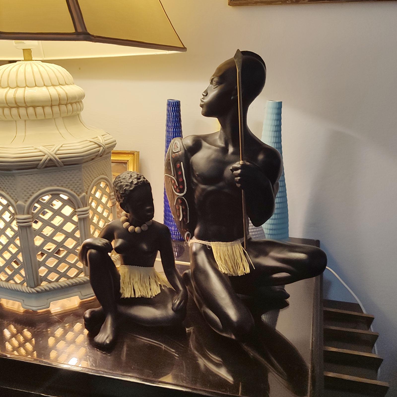 African Women Figurine by Leopold Anzengruber, Vienna 1950s For Sale 5