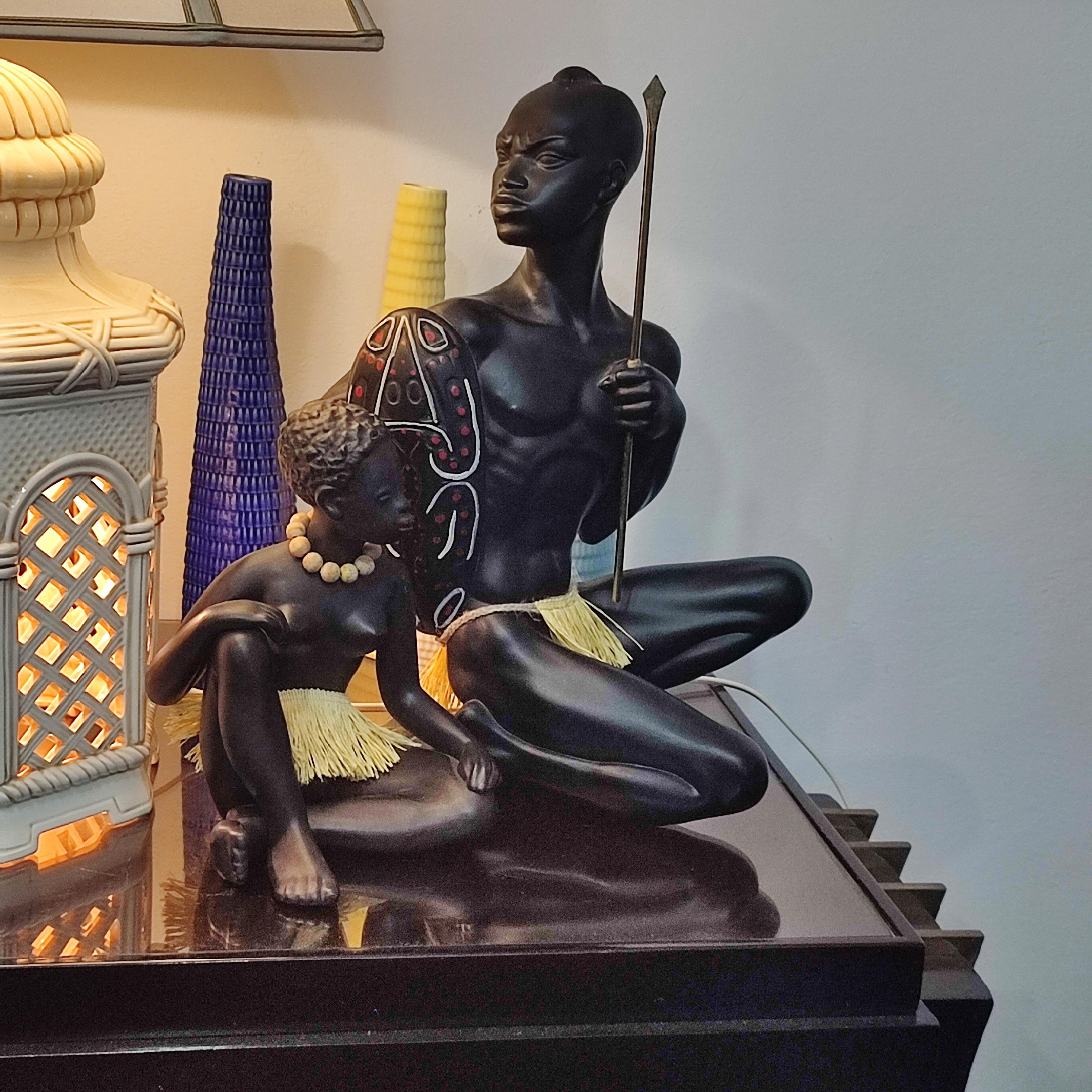 African Women Figurine by Leopold Anzengruber, Vienna 1950s For Sale 2