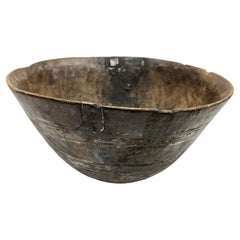 African Wood Bowl with Incised Design