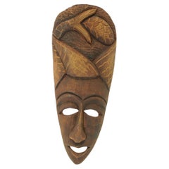 Maschera decorativa africana in Wood Scultura da parete