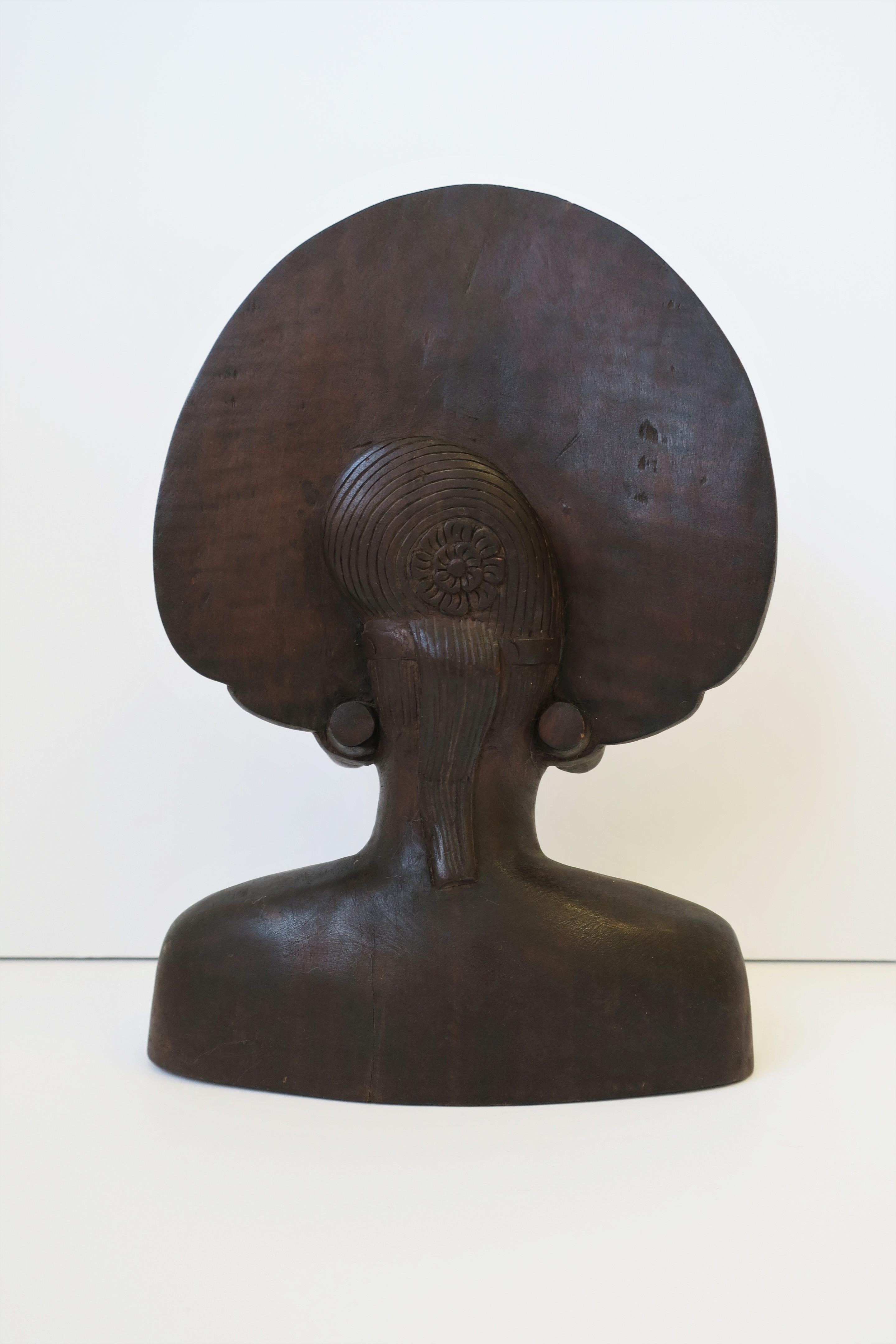 African Wood Female Bust Figurative Sculpture 12