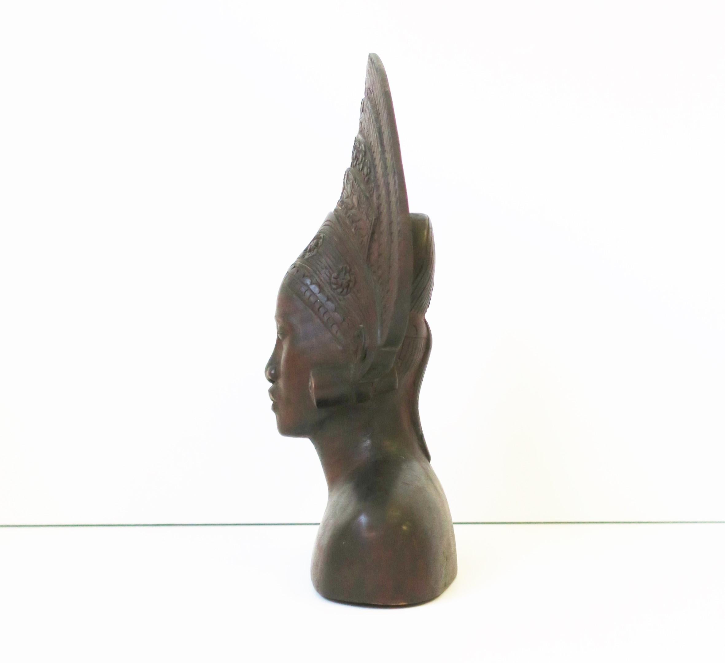 African Wood Female Bust Figurative Sculpture 10