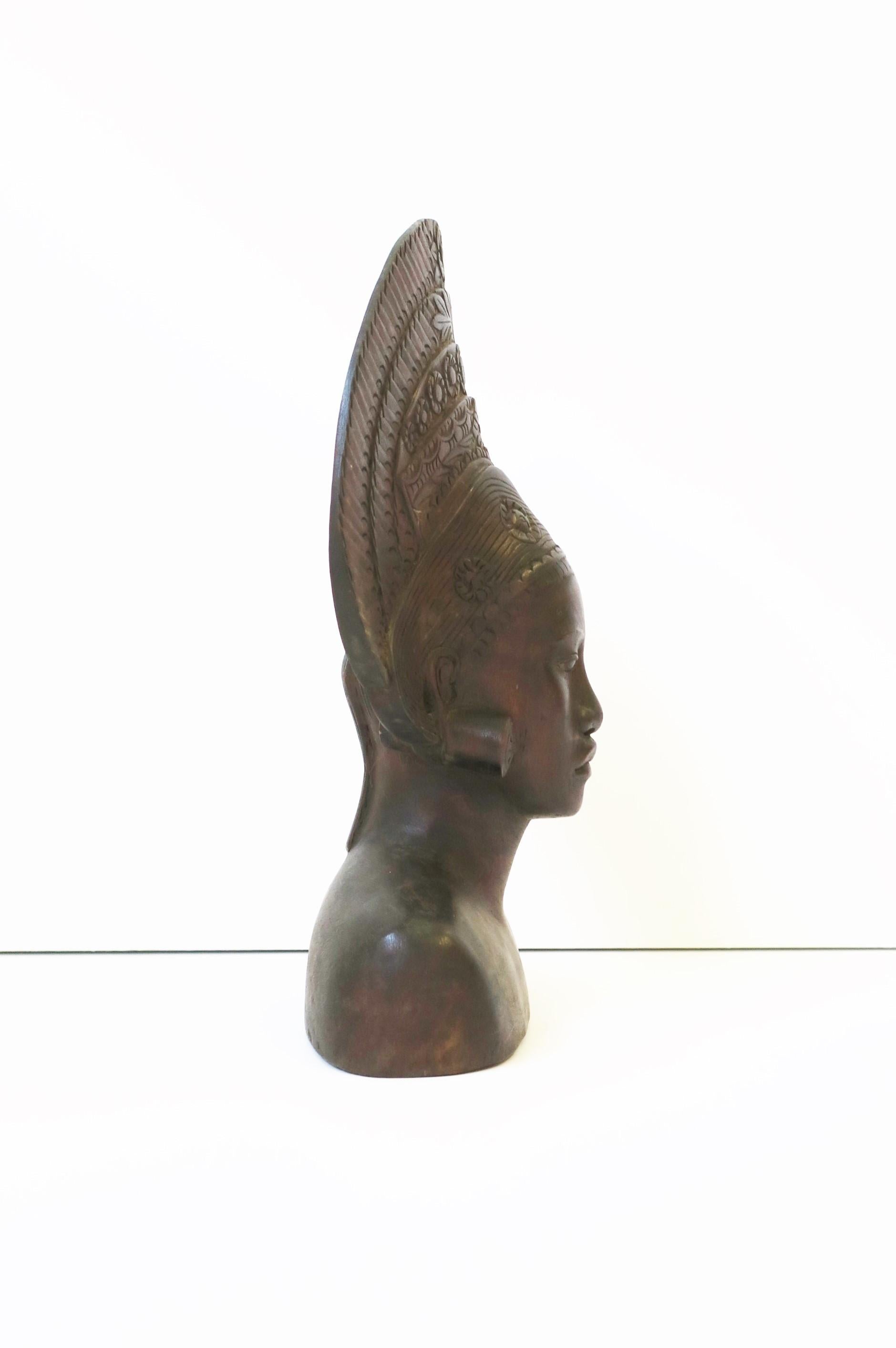 African Wood Female Bust Figurative Sculpture 11