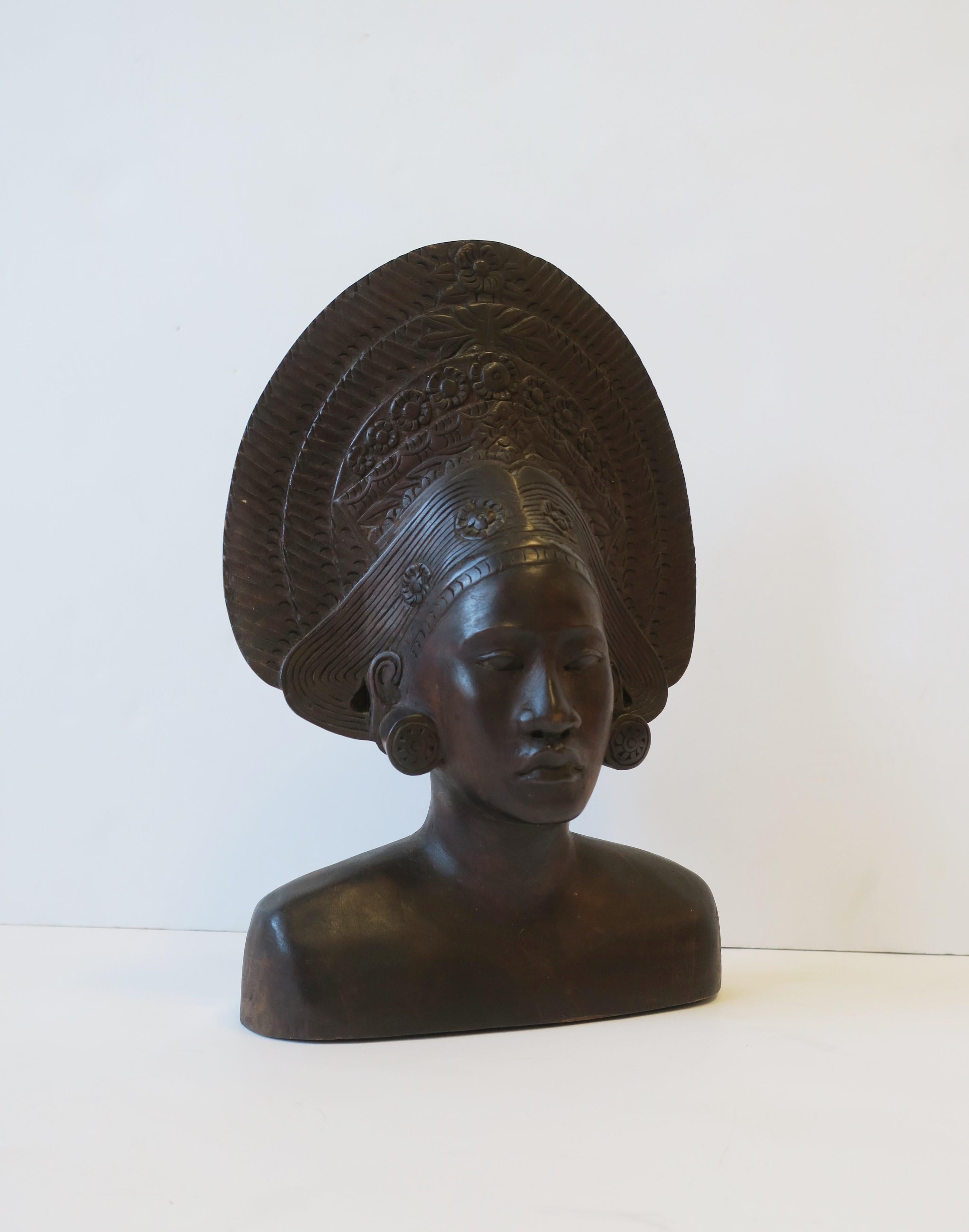 20th Century African Wood Female Bust Figurative Sculpture