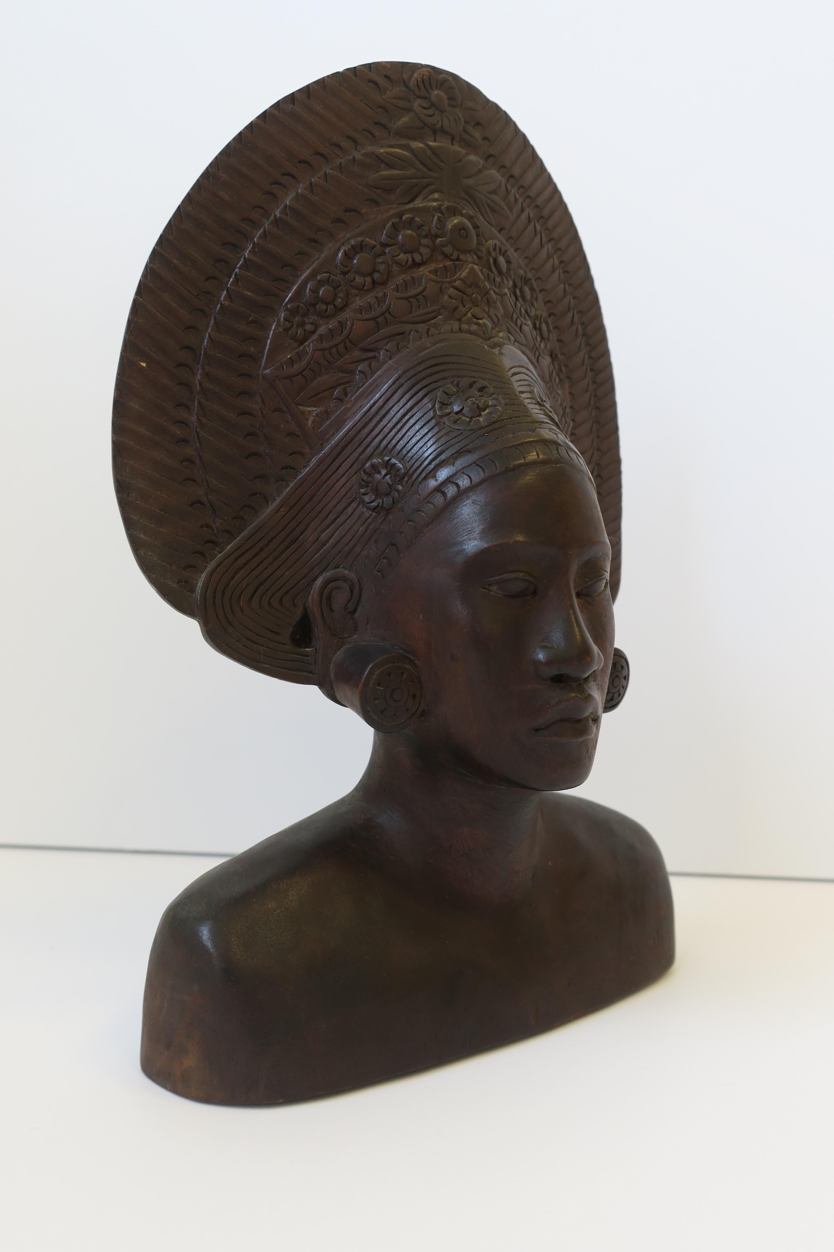 African Wood Female Bust Figurative Sculpture 1