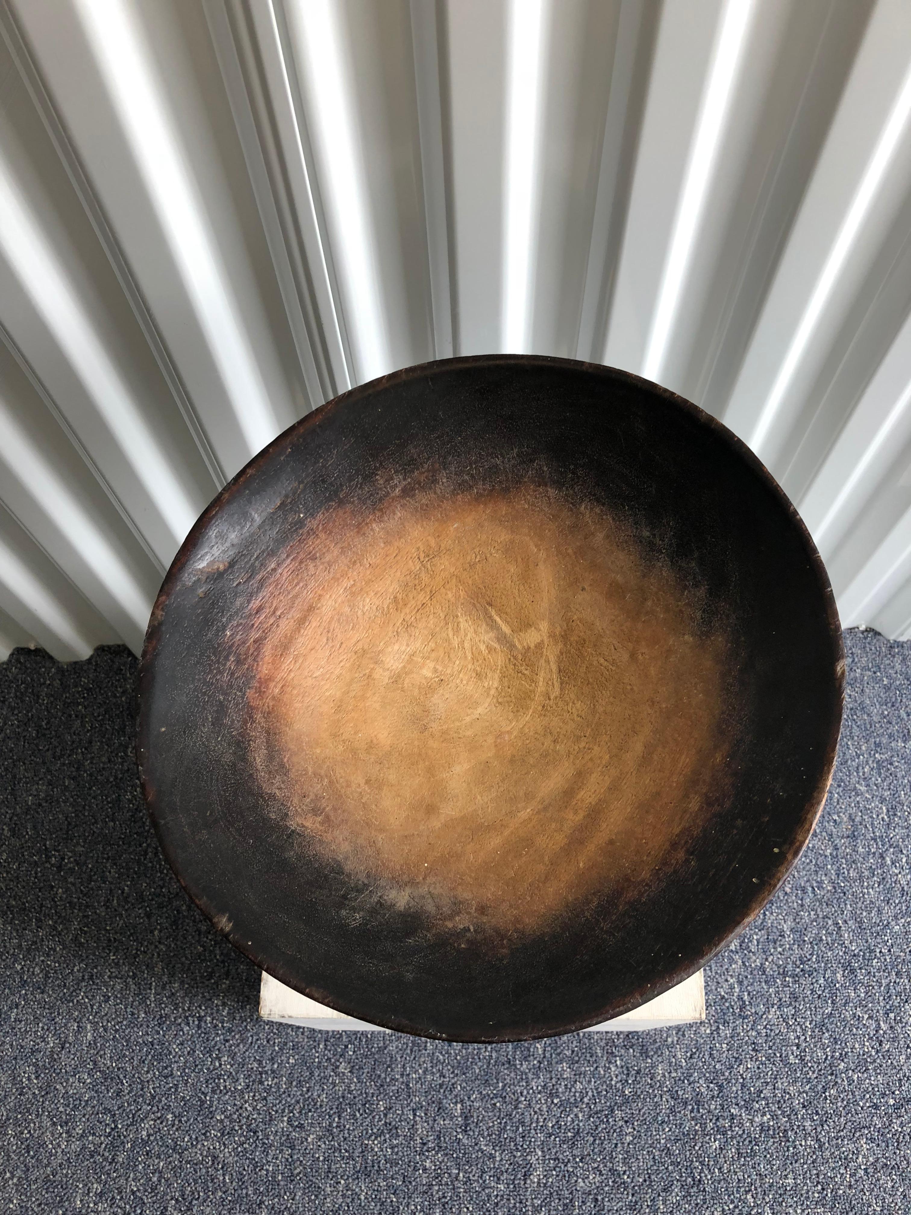 20th Century African Wooden Carved Pedestal Bowl