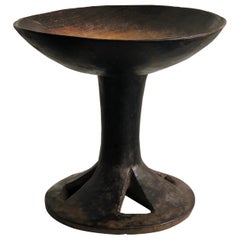 African Wooden Carved Pedestal Bowl