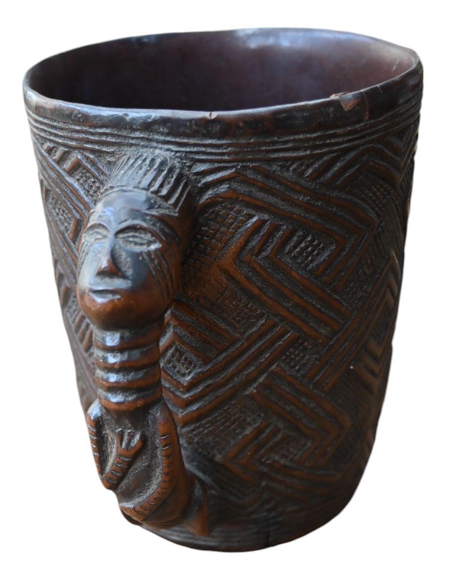 Tribal African Wooden Cup Kuba/ndengese Kingdom, Dr Congo, Late 19th Century For Sale