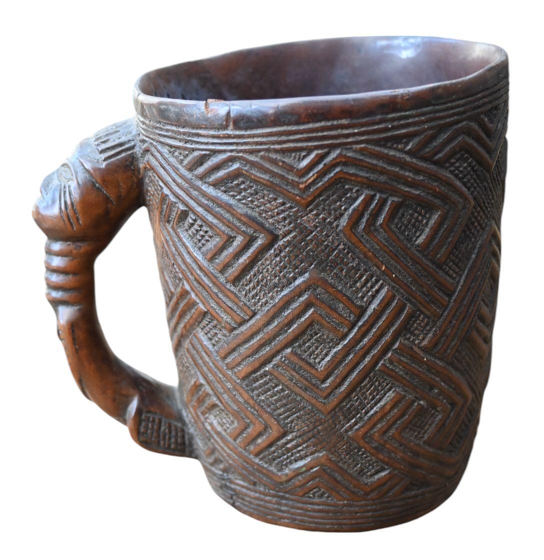 Congolese African Wooden Cup Kuba/ndengese Kingdom, Dr Congo, Late 19th Century For Sale