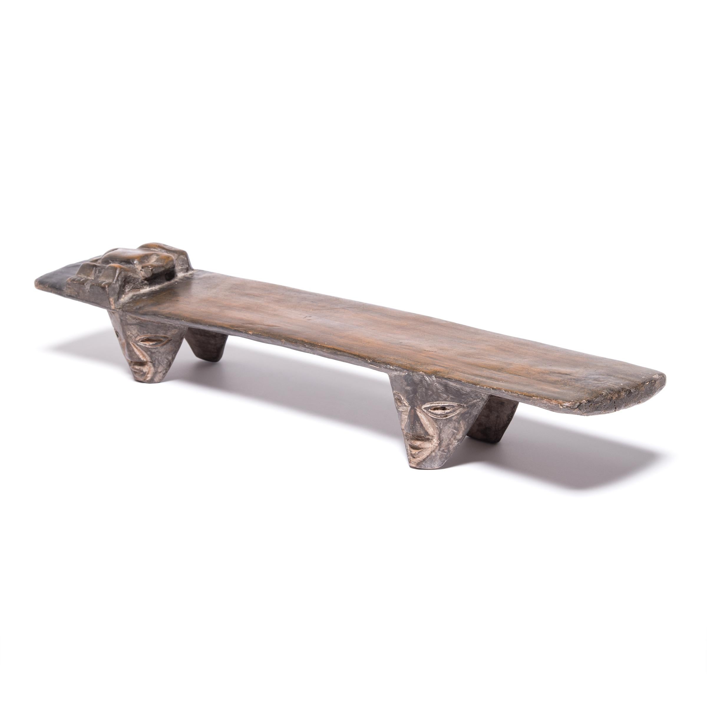 Tribal African Wooden Stand with Figurative Headrest