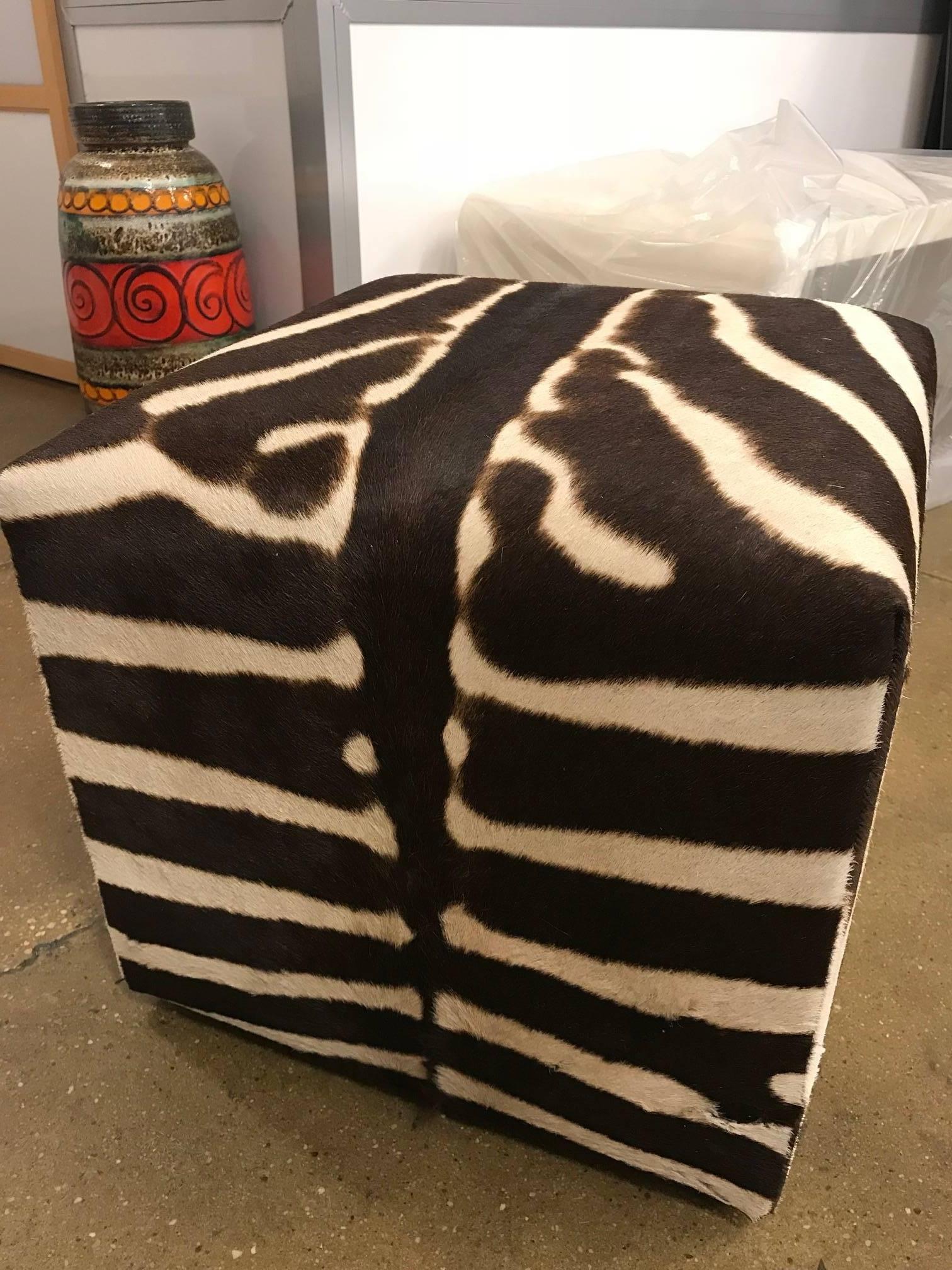 American African Zebra Cube, Ottoman For Sale