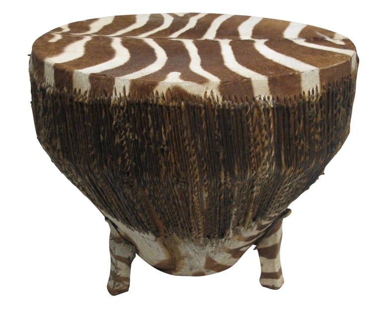 African Zebra Skin Drum at 1stDibs