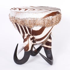 African Zebra Hide Drum Table