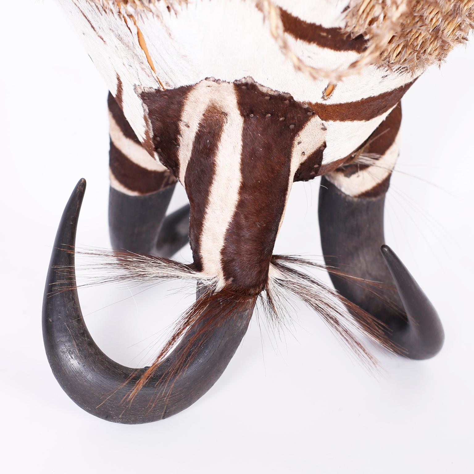 20th Century African Zebra Hide Drum Table