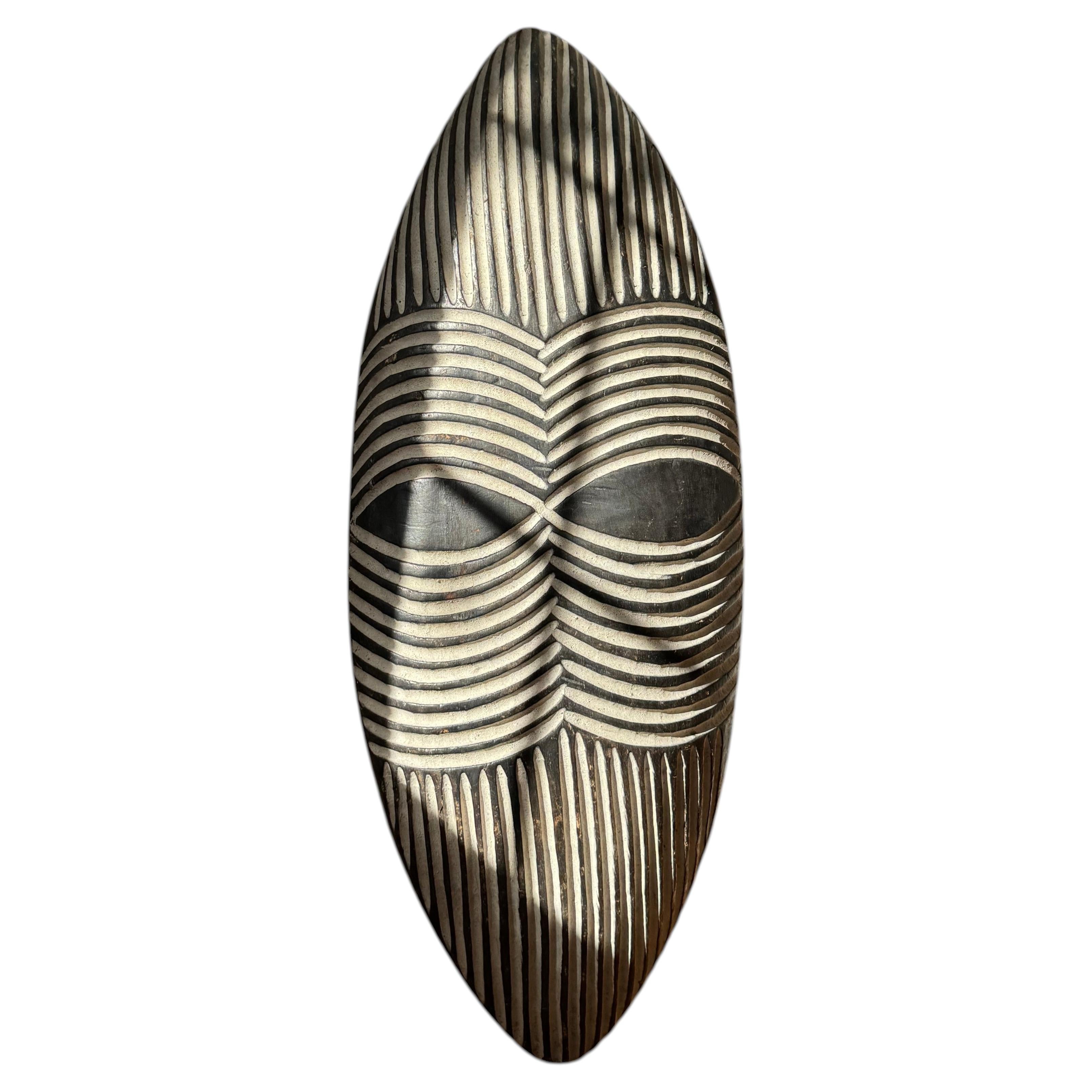 Hand-Carved African Zulu Shield, Hardwood, Mid-Century Modern, 1970