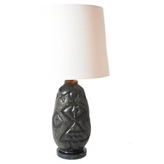 Lampe en céramique noire africaniste, 1960