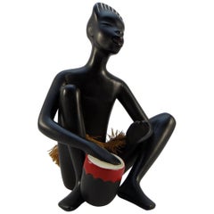Vintage Africanist Ceramic Statuette from the 1950s, Gmundner, Austria