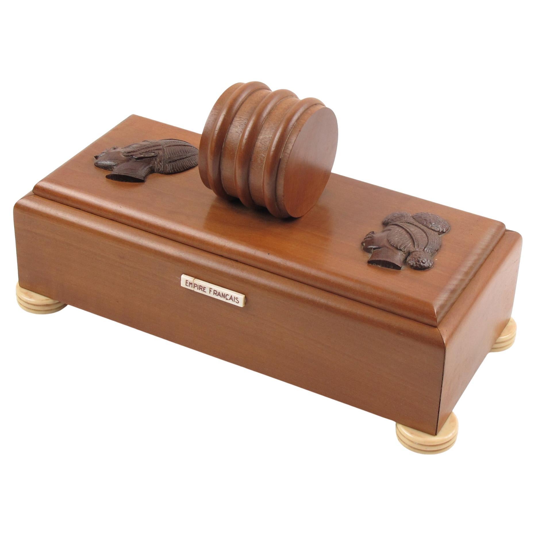 Africanist Large Macassar Wood Carved Box, France circa 1930 For Sale