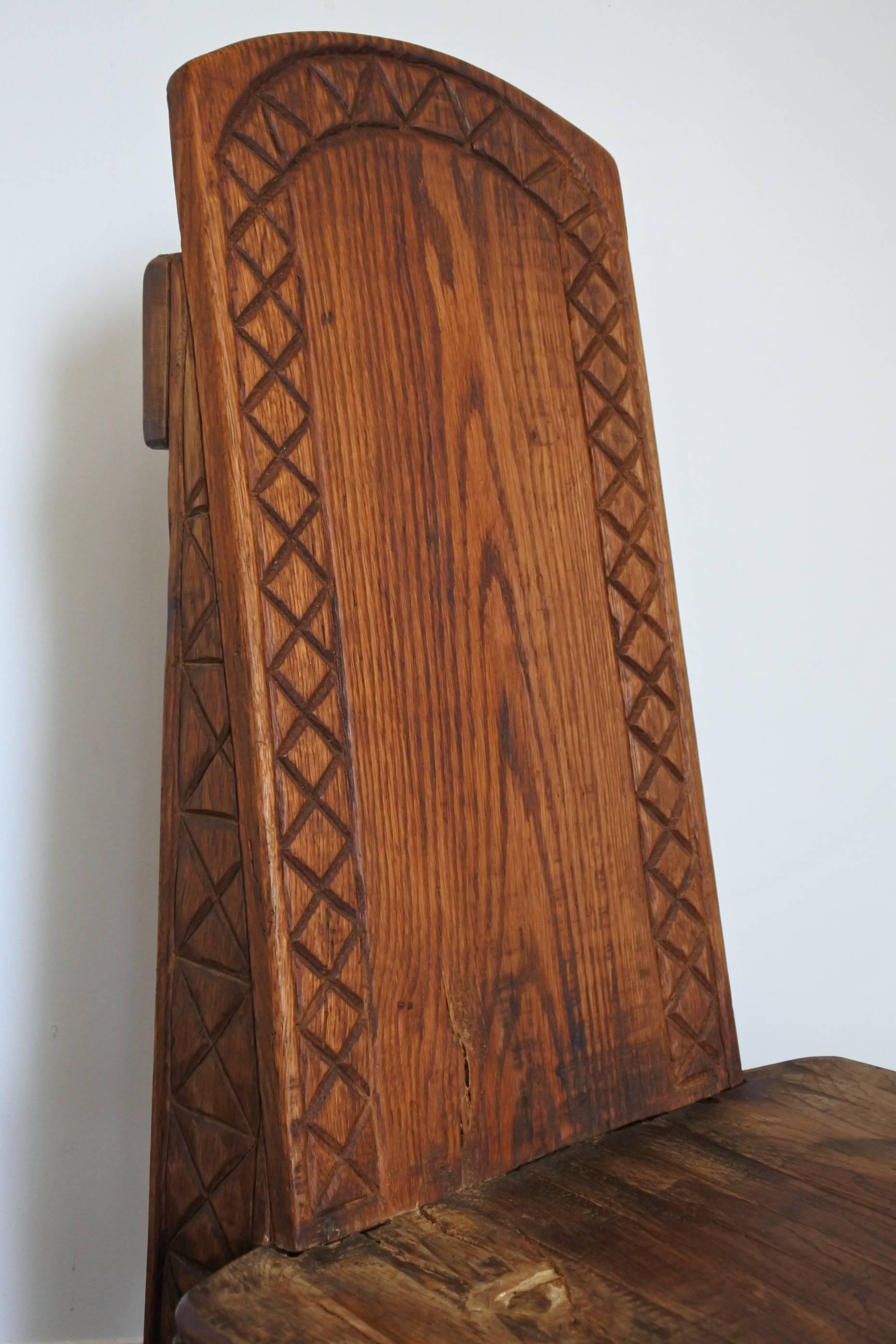 Africanist Solid Oak Wood Studio Chair, France, 1974 1