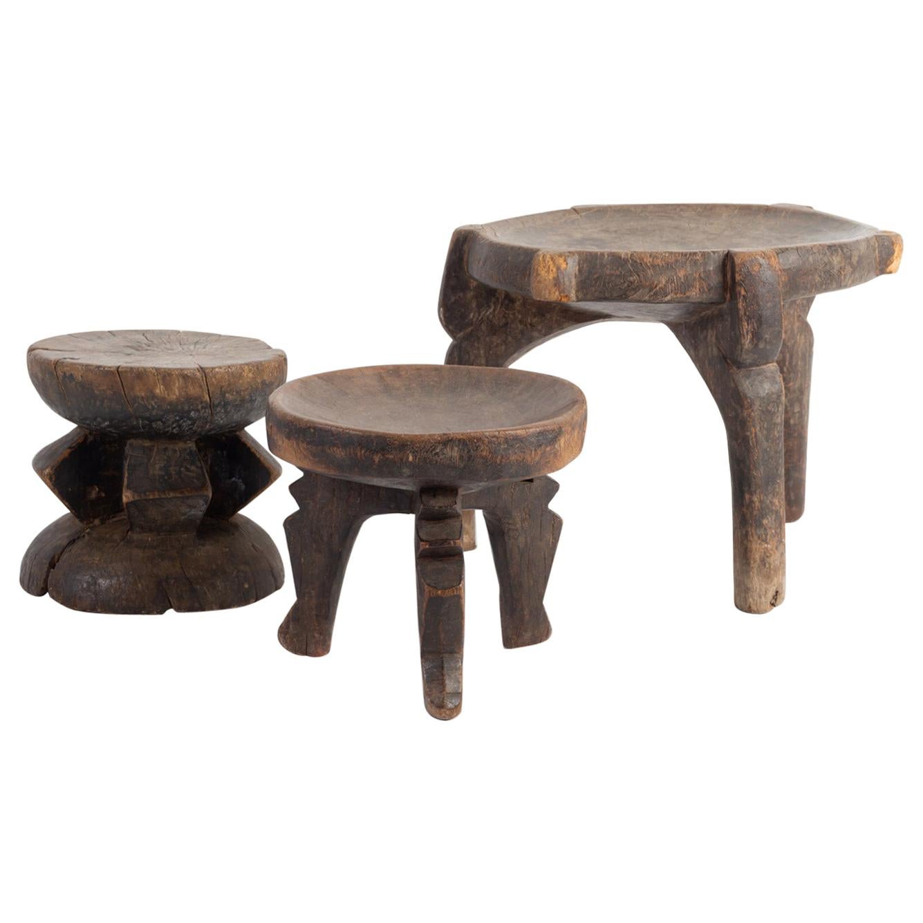 Africans Wooden Stool and Two Cups