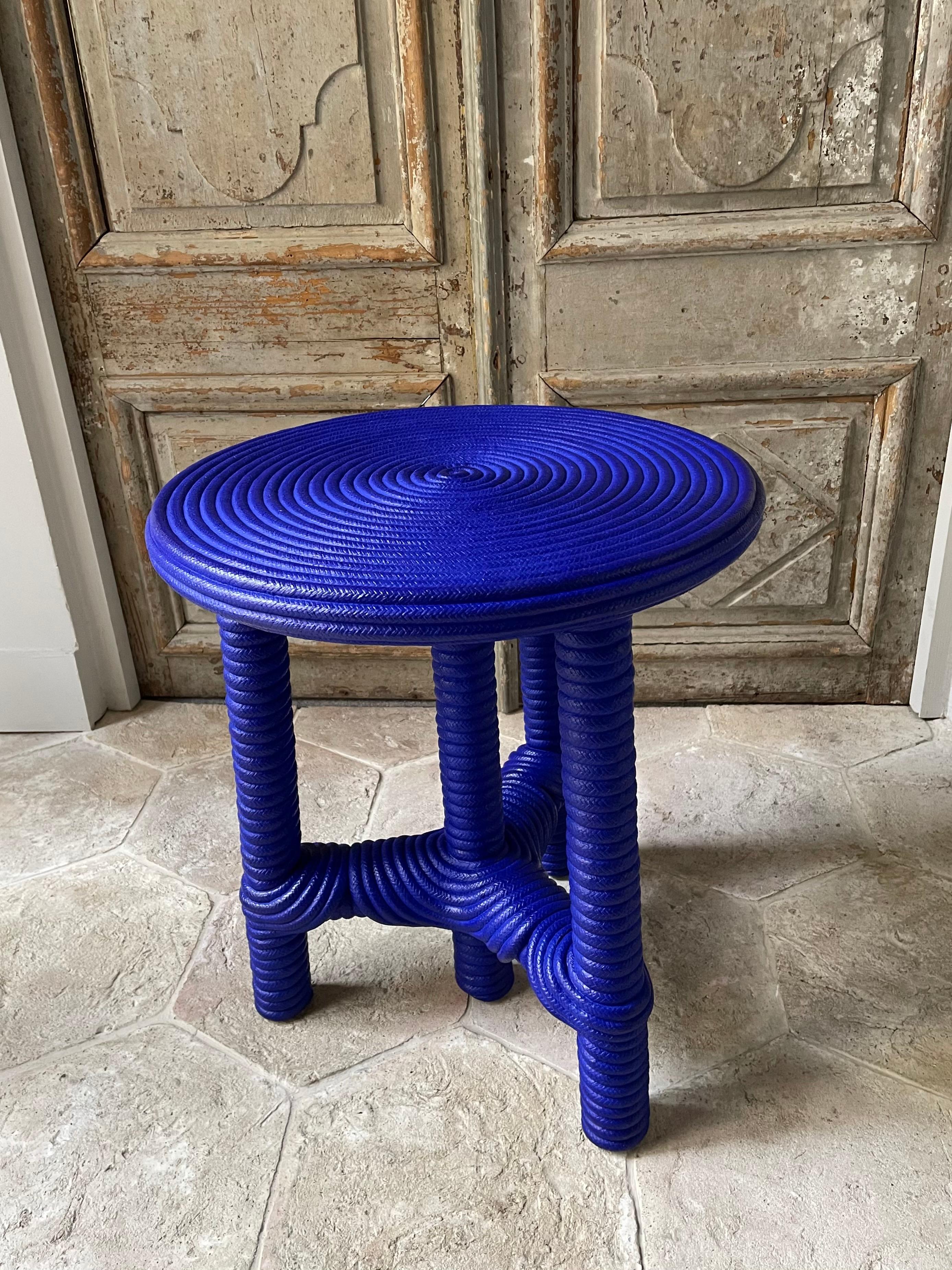 Tabouret bleu « AFRIDO », Christian Astuguevieille Excellent état à Paris, France