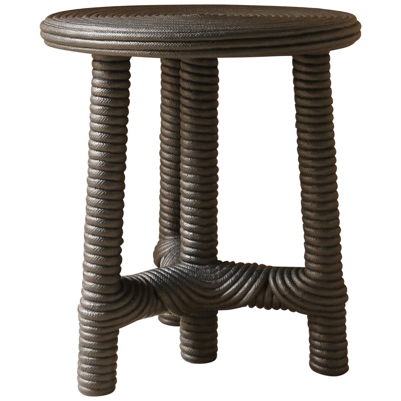 "Afrido" Stool, Made of Black Cotton Rope, by Christian Astuguevieille