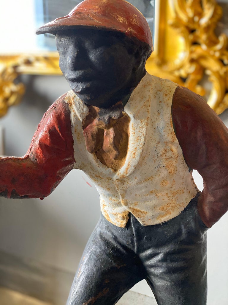 AfroAmericana Lawn Jockey "Jocko the Jockey", Cast Iron, Early 20th