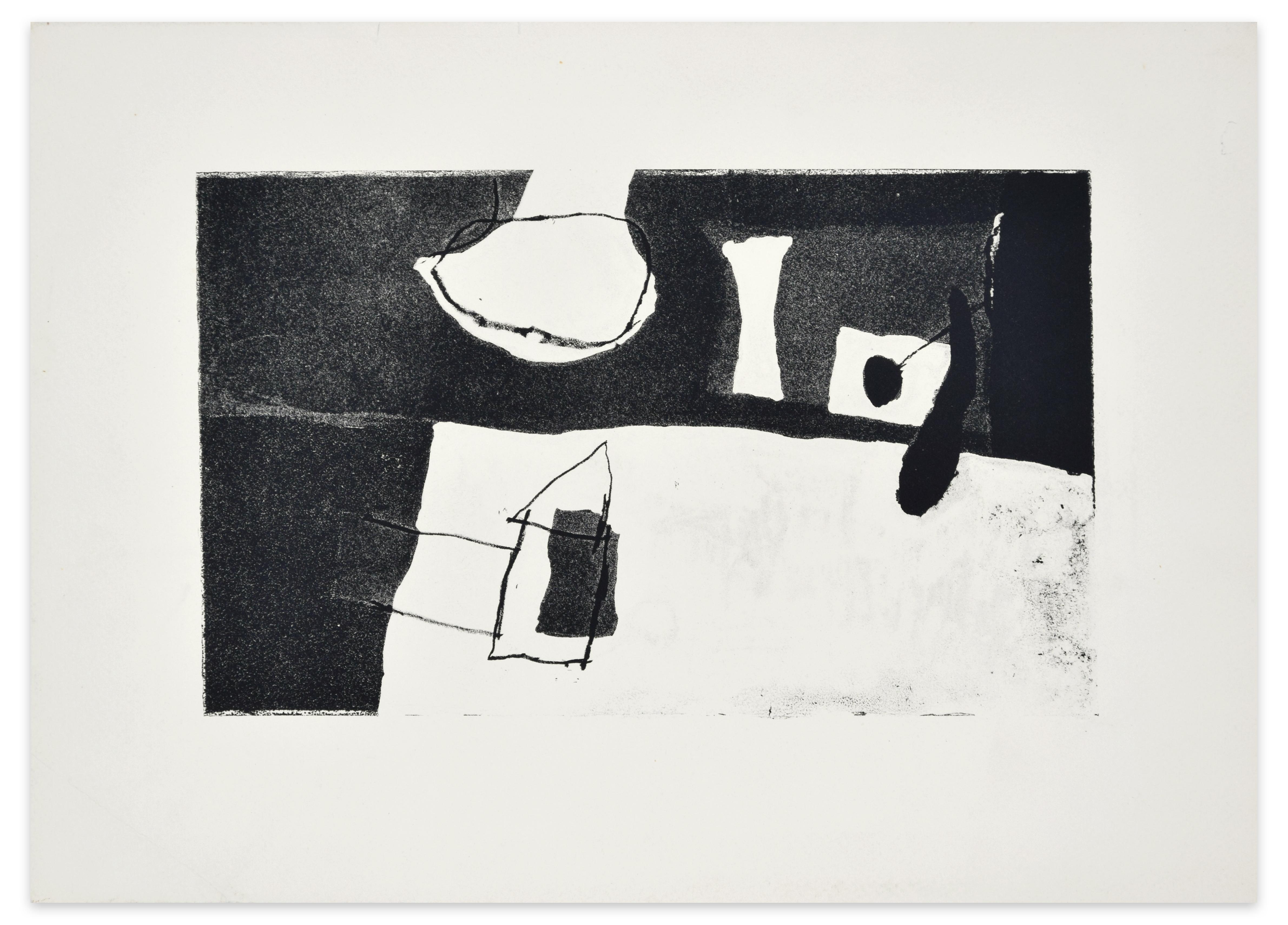 Black Composition is an original black and white etching, realized by Afro Basaldella in the 1970s.

Not signed and not numbered.

Good conditions except fors some light folds and very little tears along the margin.