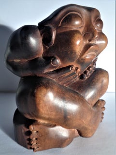 Antique Afro Caribbean Fine Wood Carving Male Ancestral Figure