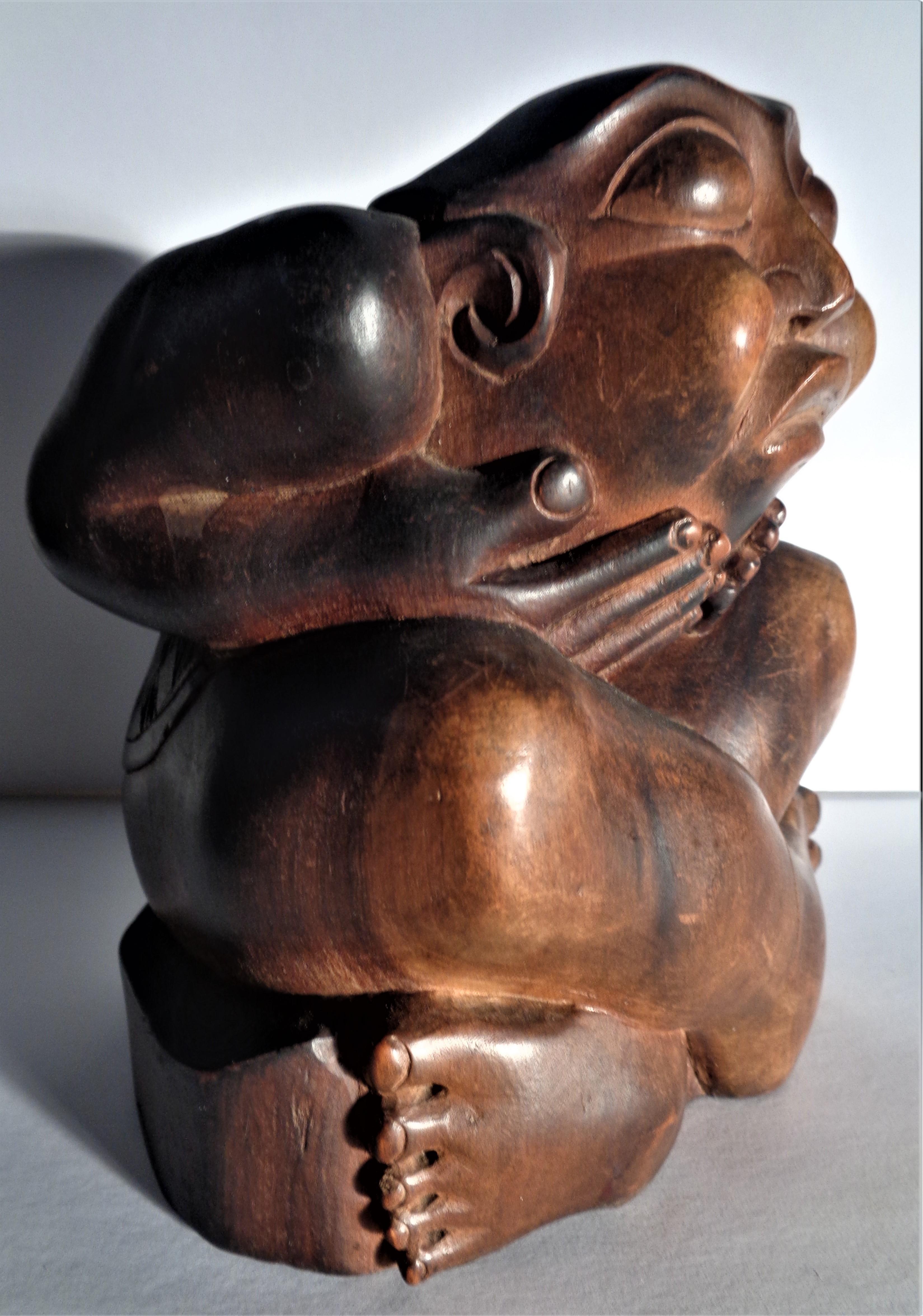 Tribale Antica scultura in legno afro-caraibica Figura ancestrale maschile in vendita