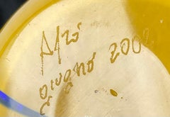 Afro Celotto Artist Signed Studio Murano Art Glass Vase in blue and yellow