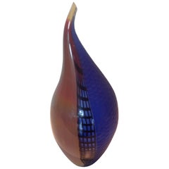Afro Celotto Signed Murano Abstract Vase with Battuto Work 