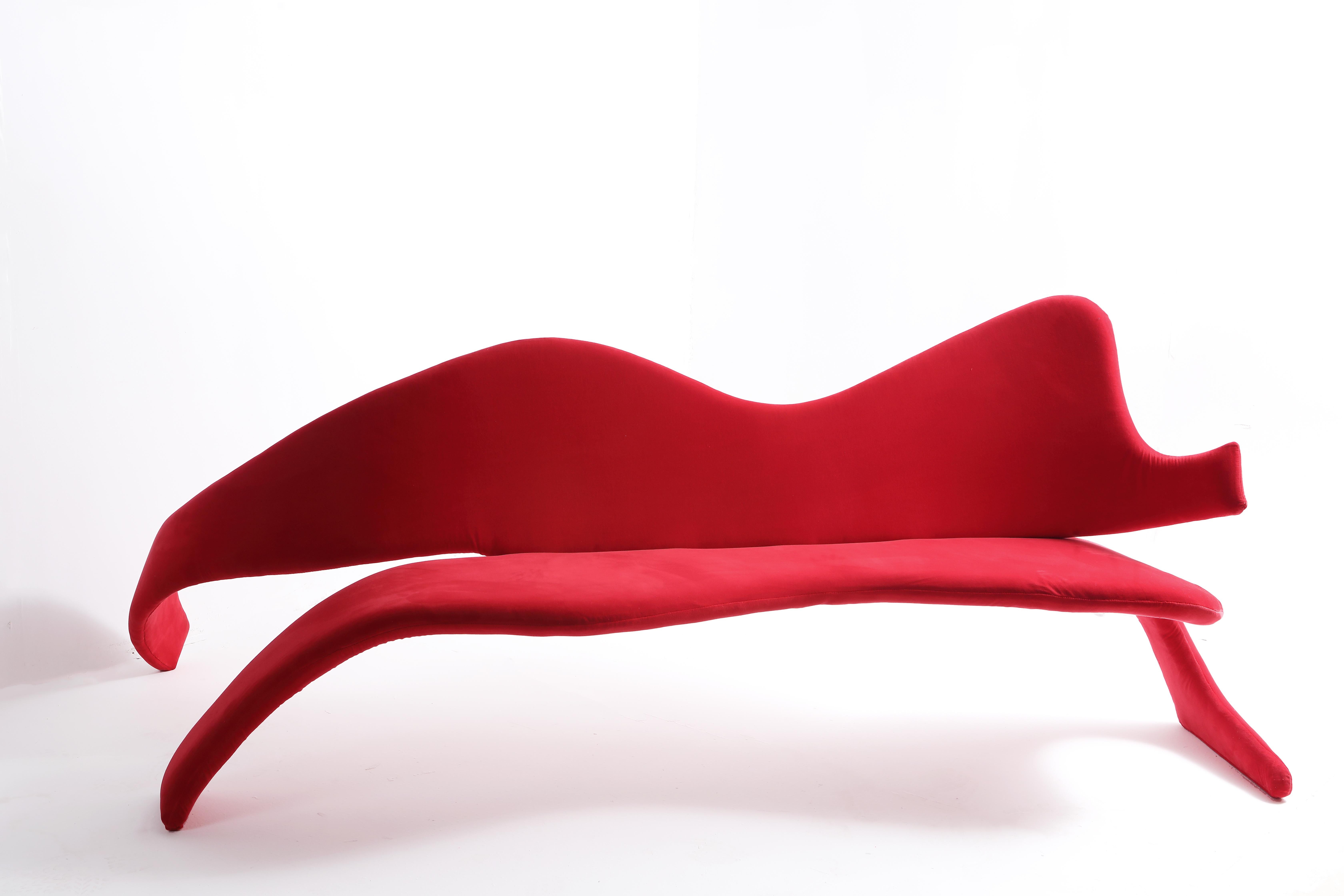 Afrodite bench by Mameluca
Material:Steel, Foam, Velvet
Dimensions: D240 x W100 x H90 cm

With reference to Paul Nacke’s theories about Narcissism, an attitude of a person who treats his own body in the same way as the body of a sexual object is