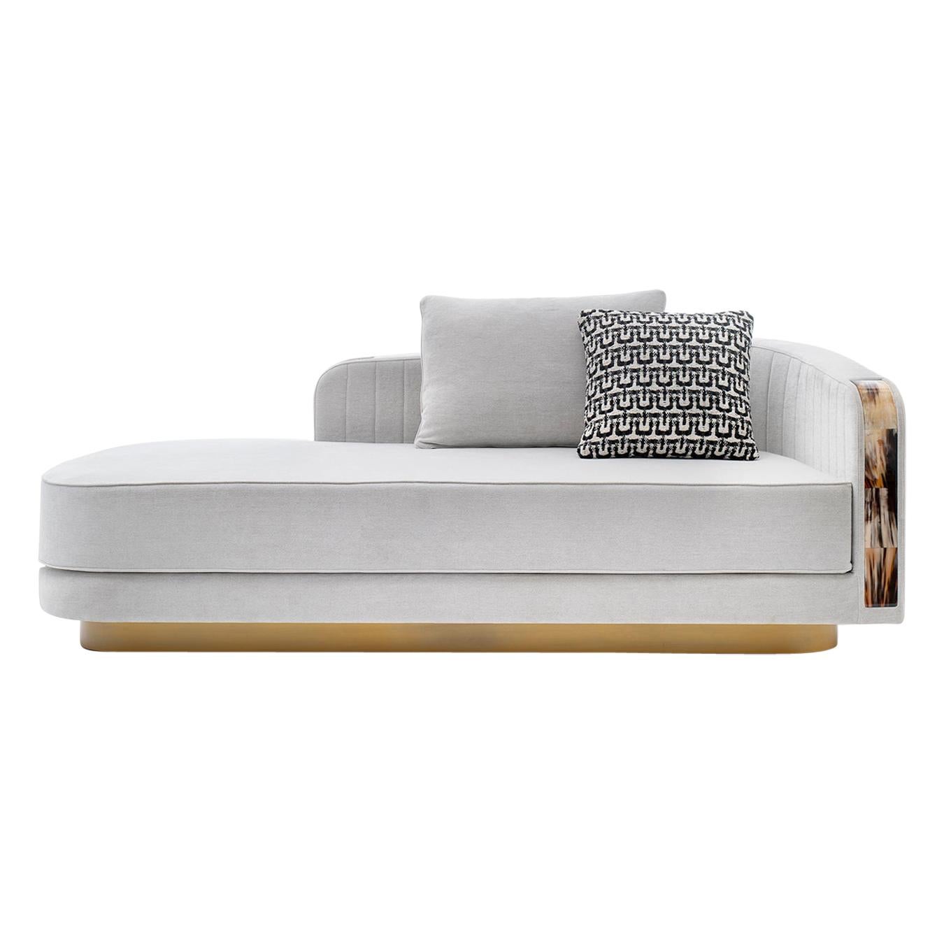 Afrodite Chaise Longue with Armrests in Corno Italiano, Mod. 7043DXB