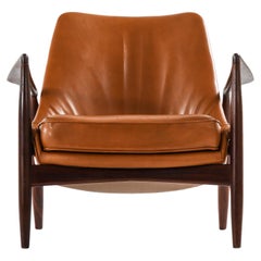 Afromosia & Leather Easy Chair by Ib Kofod-Larsen, 1950s