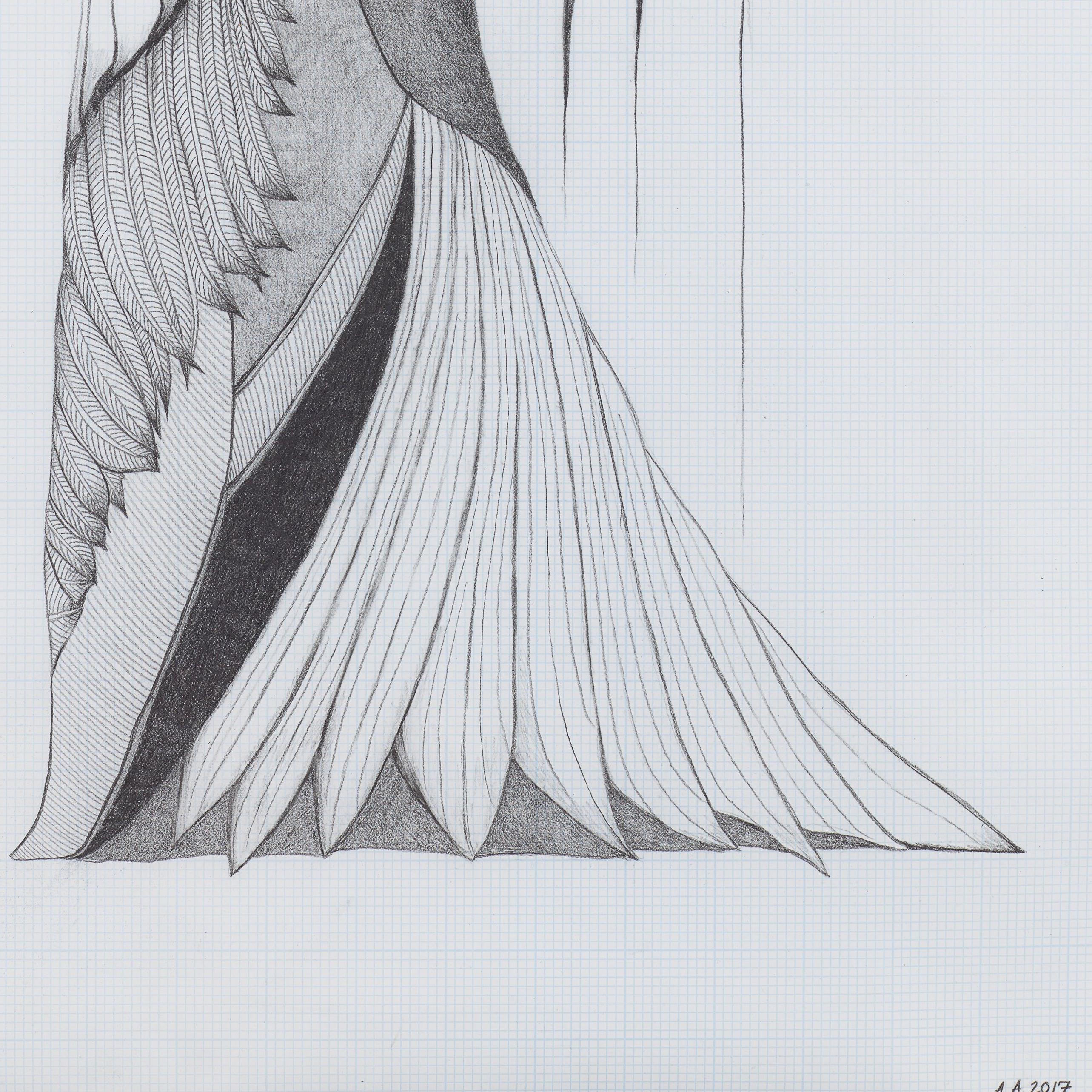 Headdress for an Empress (drawing) - Sculpture by Afruz Amighi