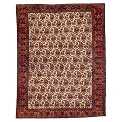 Afshar-Teppich in elfenbeinfarbenem Feld mit floralem Muster