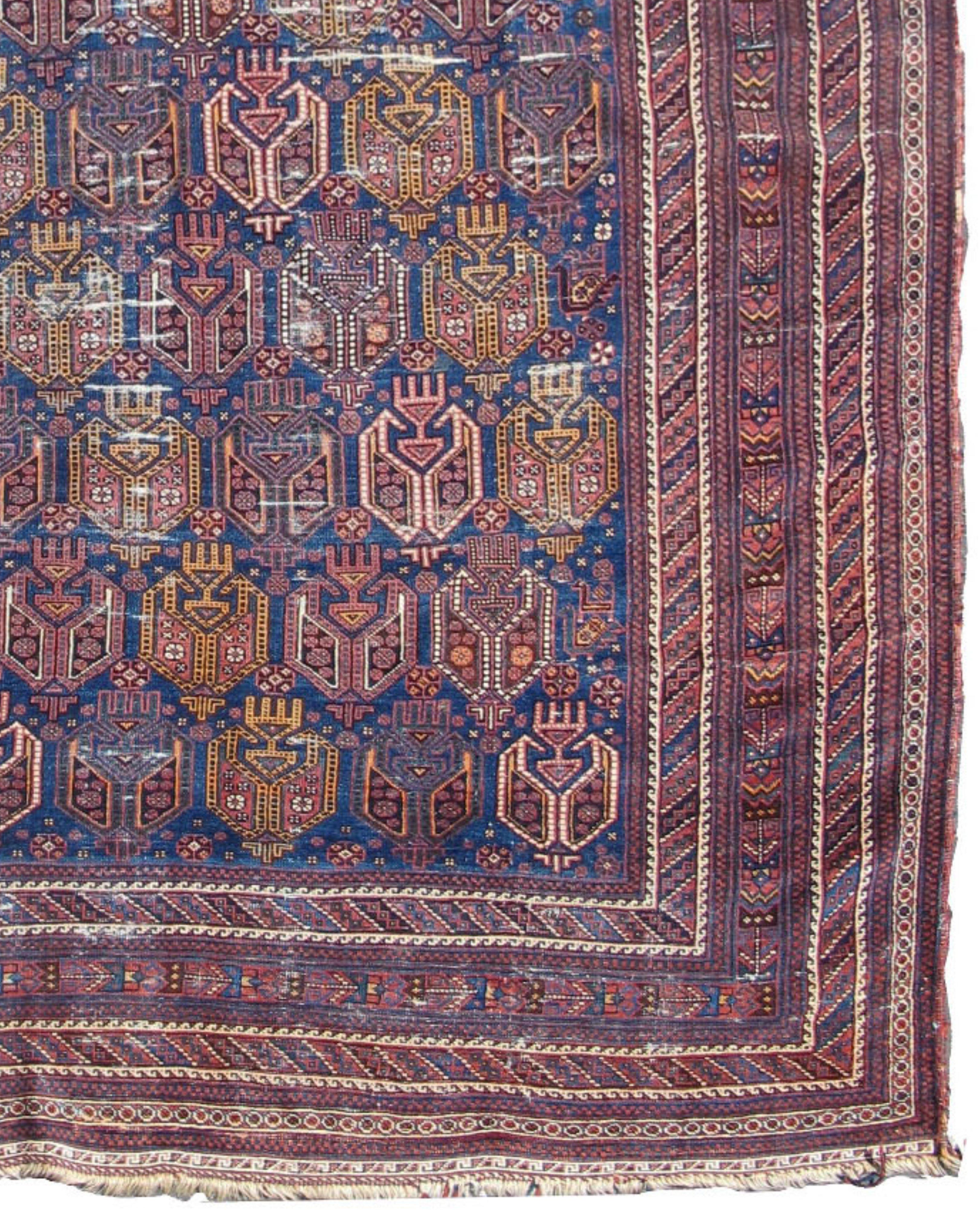 Afshar Main Carpet, Late 19th Century In Fair Condition For Sale In San Francisco, CA