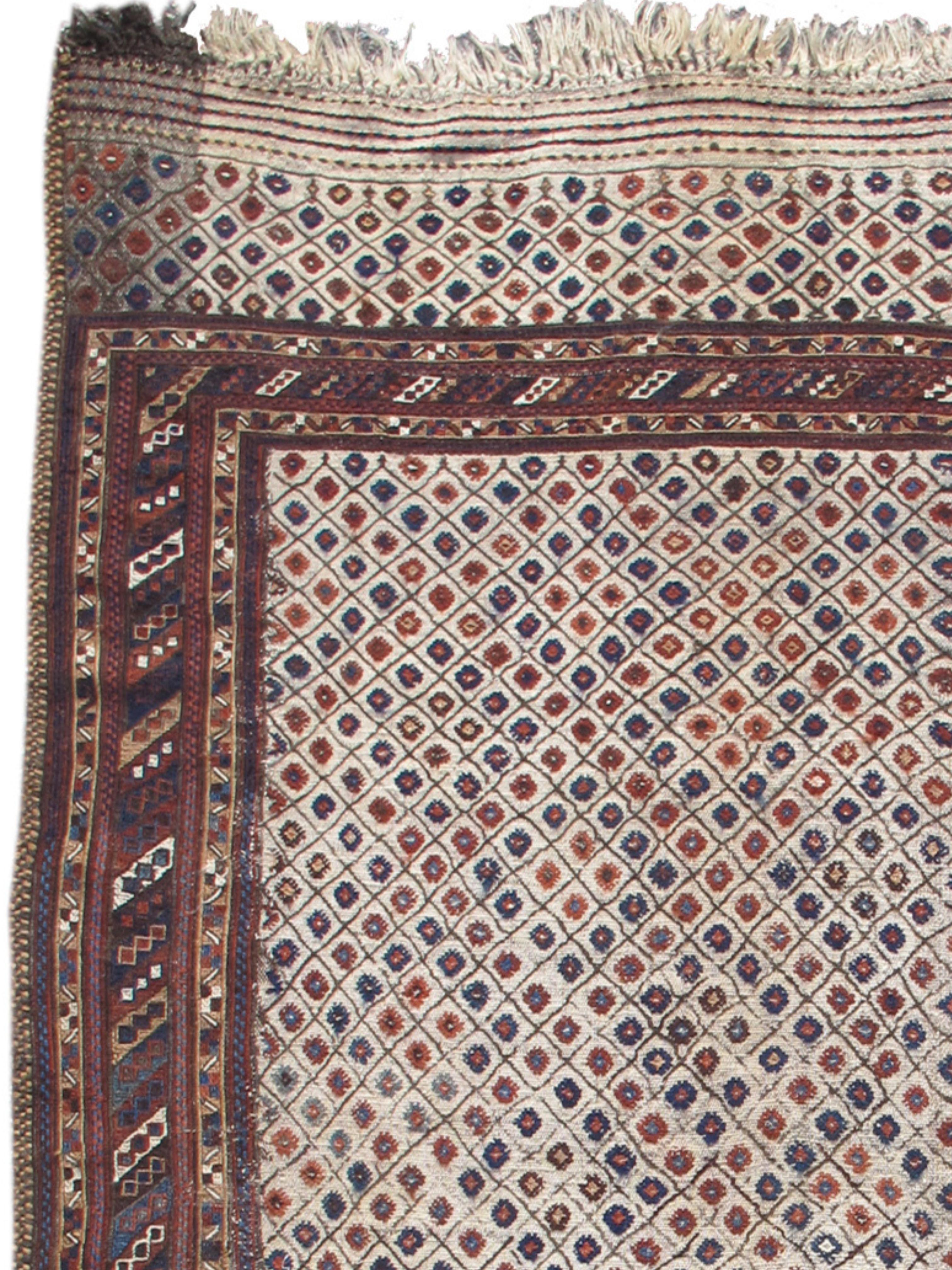 Afshar Mixed Technique Flatweave Rug, Late 19th Century

While individual pieces were kept and used within the household, many pile pieces woven by the nomads of south Persia were sold at local markets to generate hard currency and to procure trade