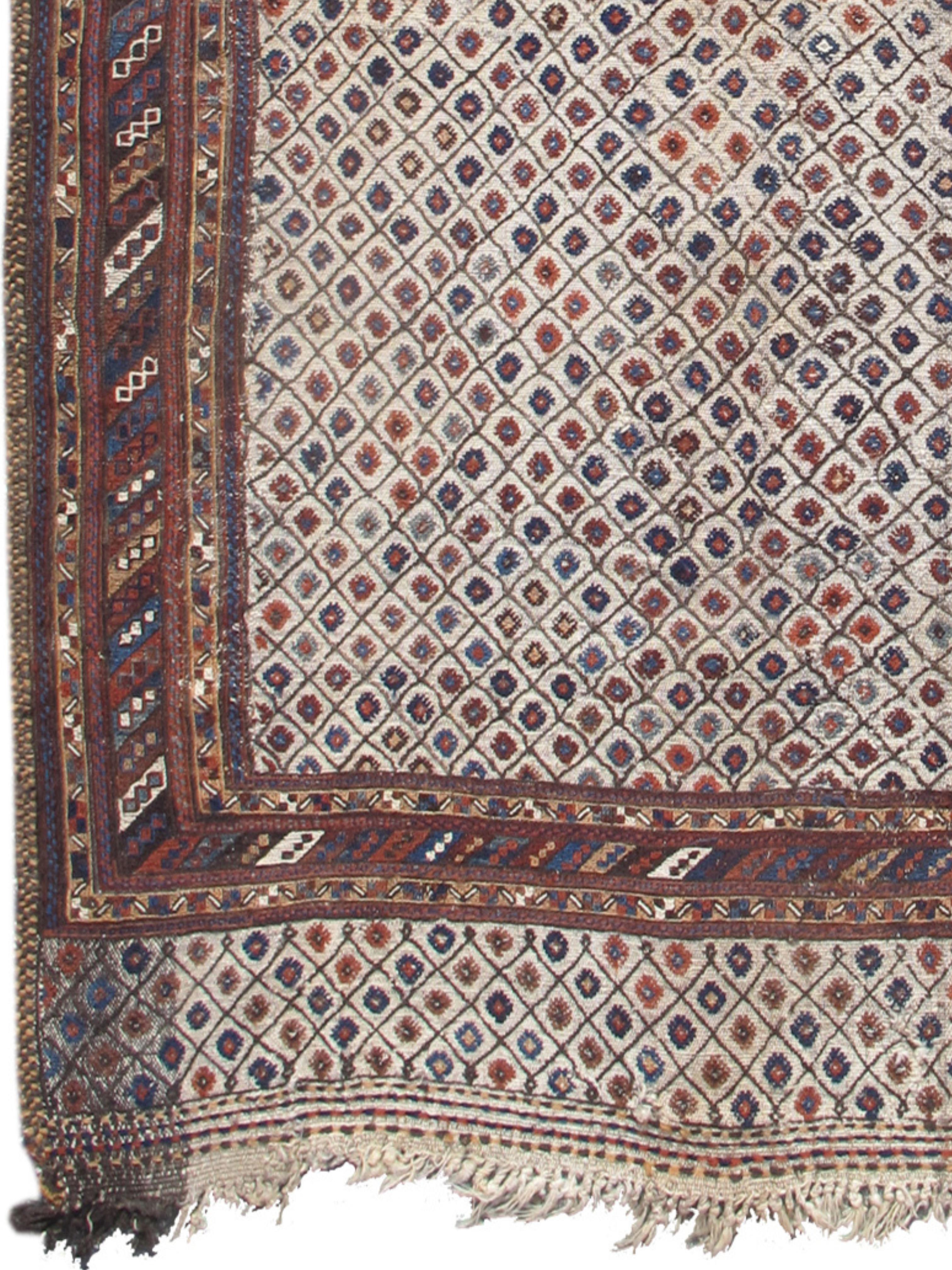Hand-Knotted Afshar Mixed Technique Flatweave Rug, Late 19th Century For Sale