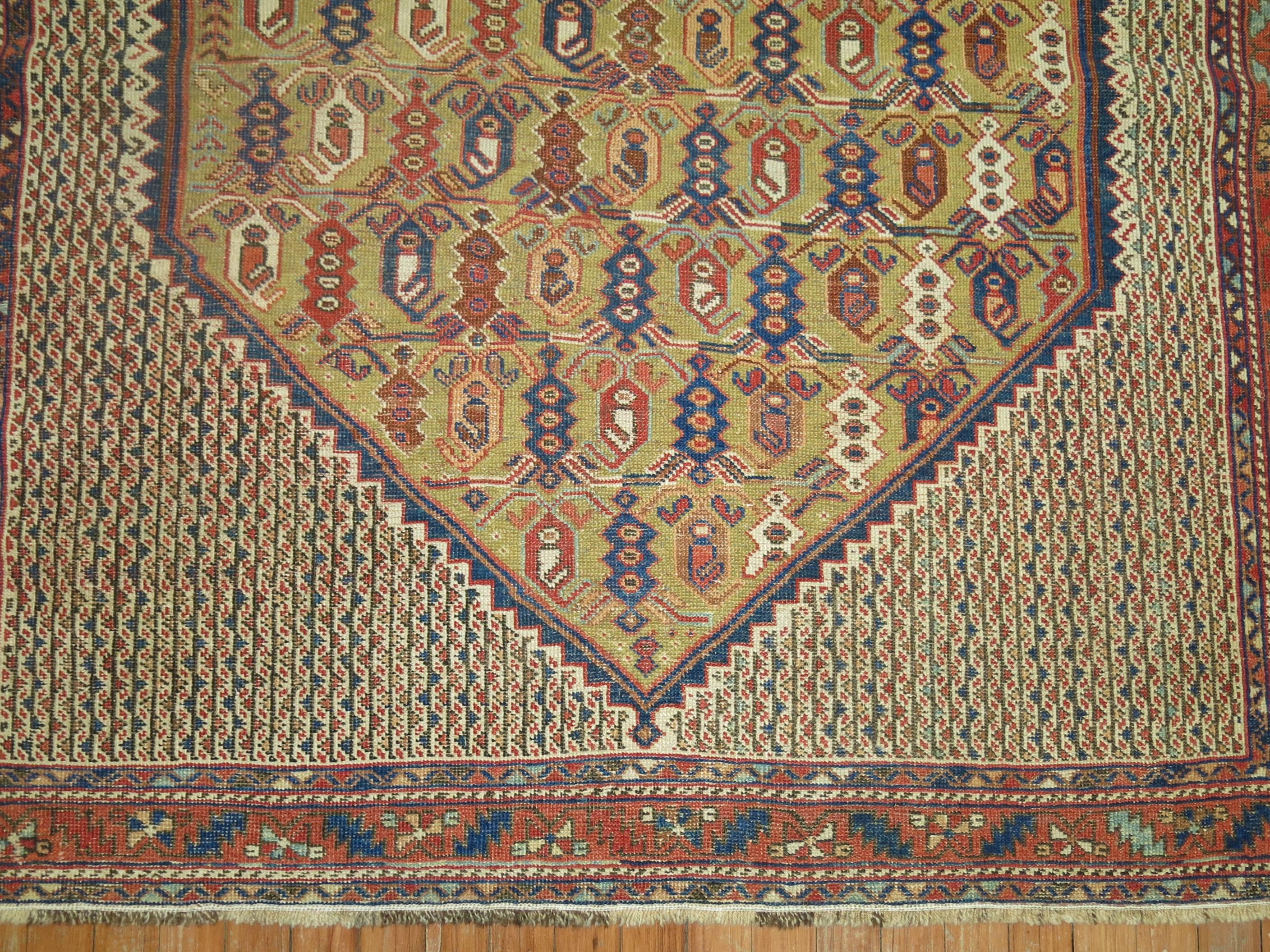 Persian Afshar Tribal Square Size Rug For Sale