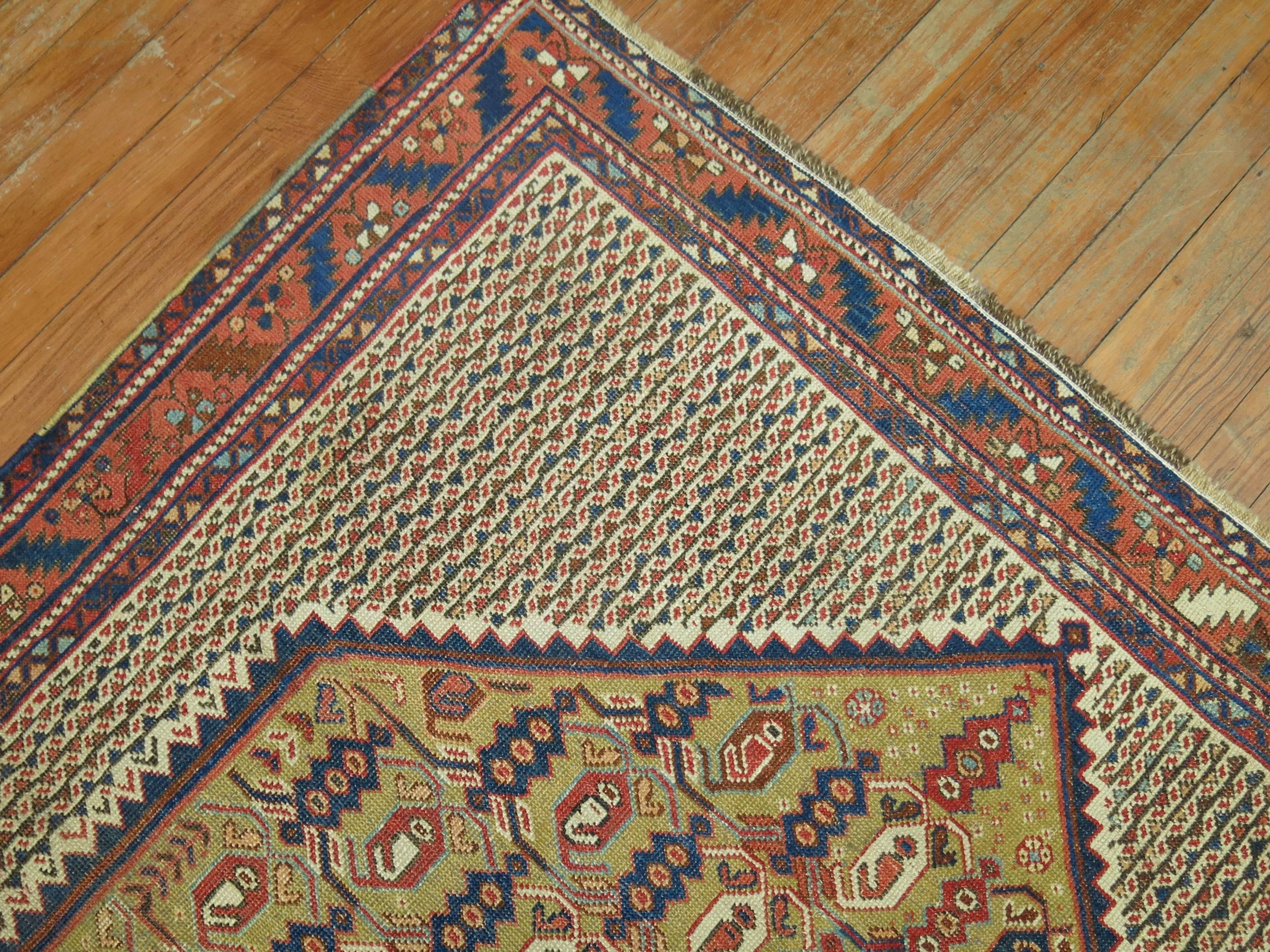 Afshar Tribal Square Size Rug In Good Condition For Sale In New York, NY