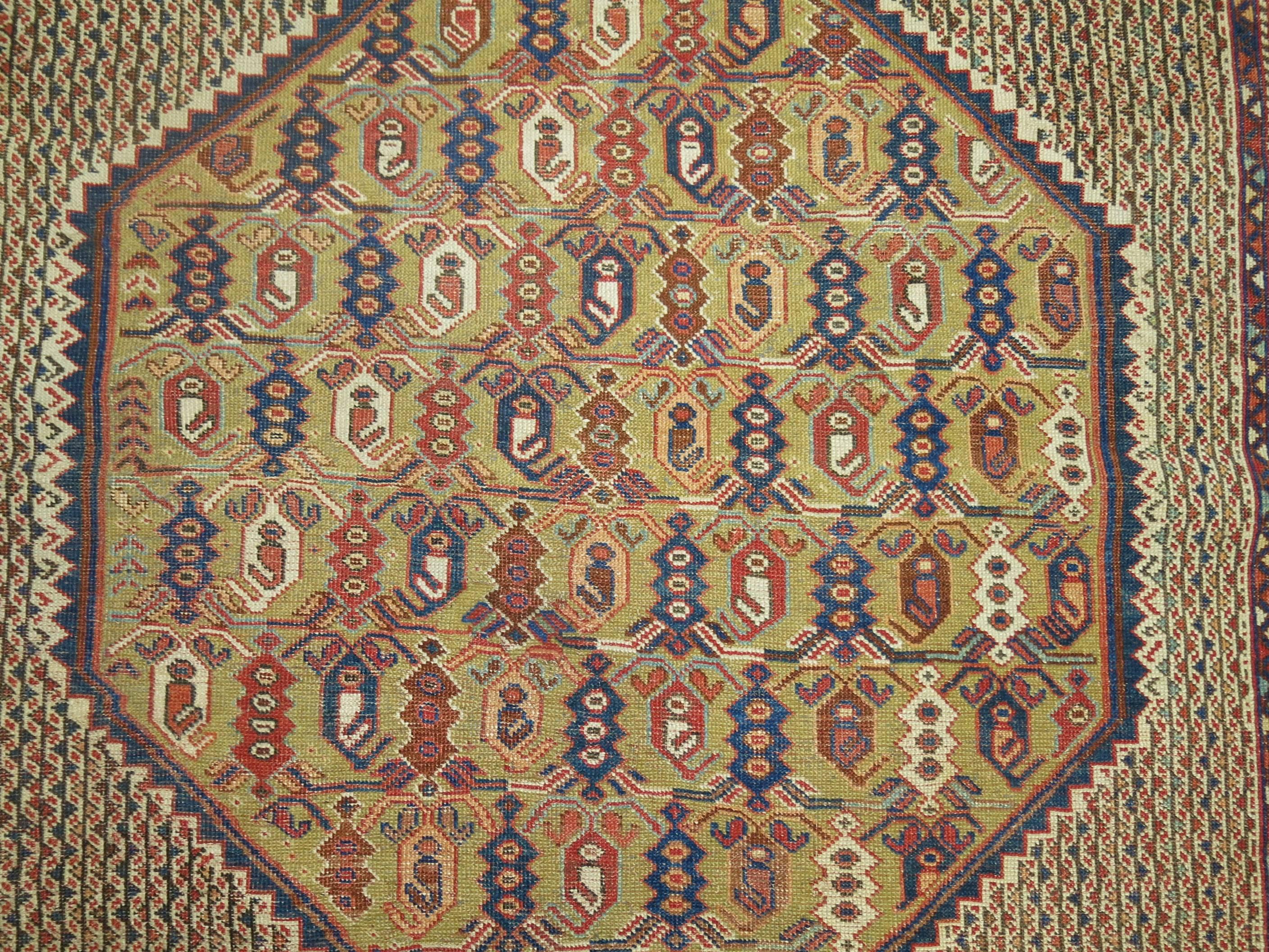 20th Century Afshar Tribal Square Size Rug For Sale