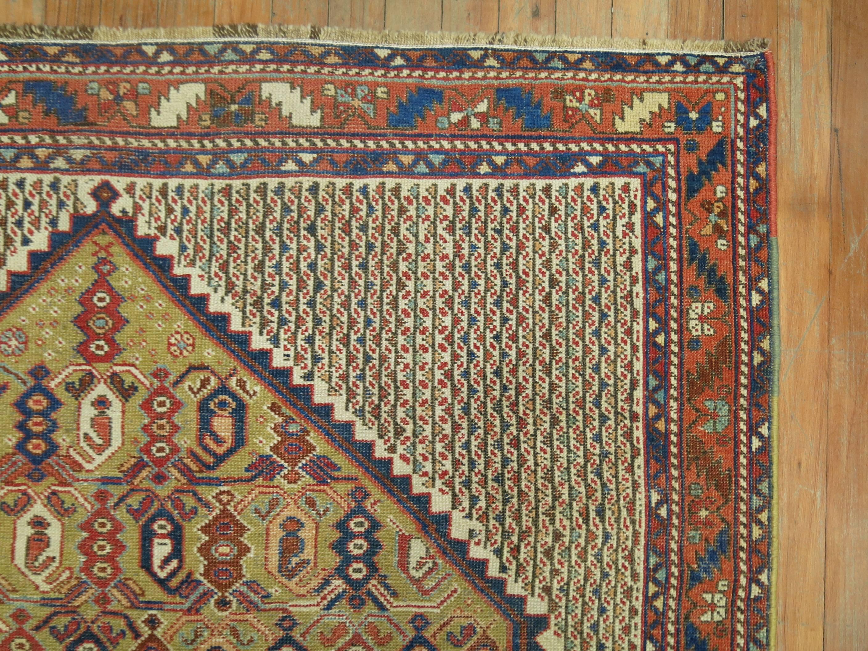 Cotton Afshar Tribal Square Size Rug For Sale