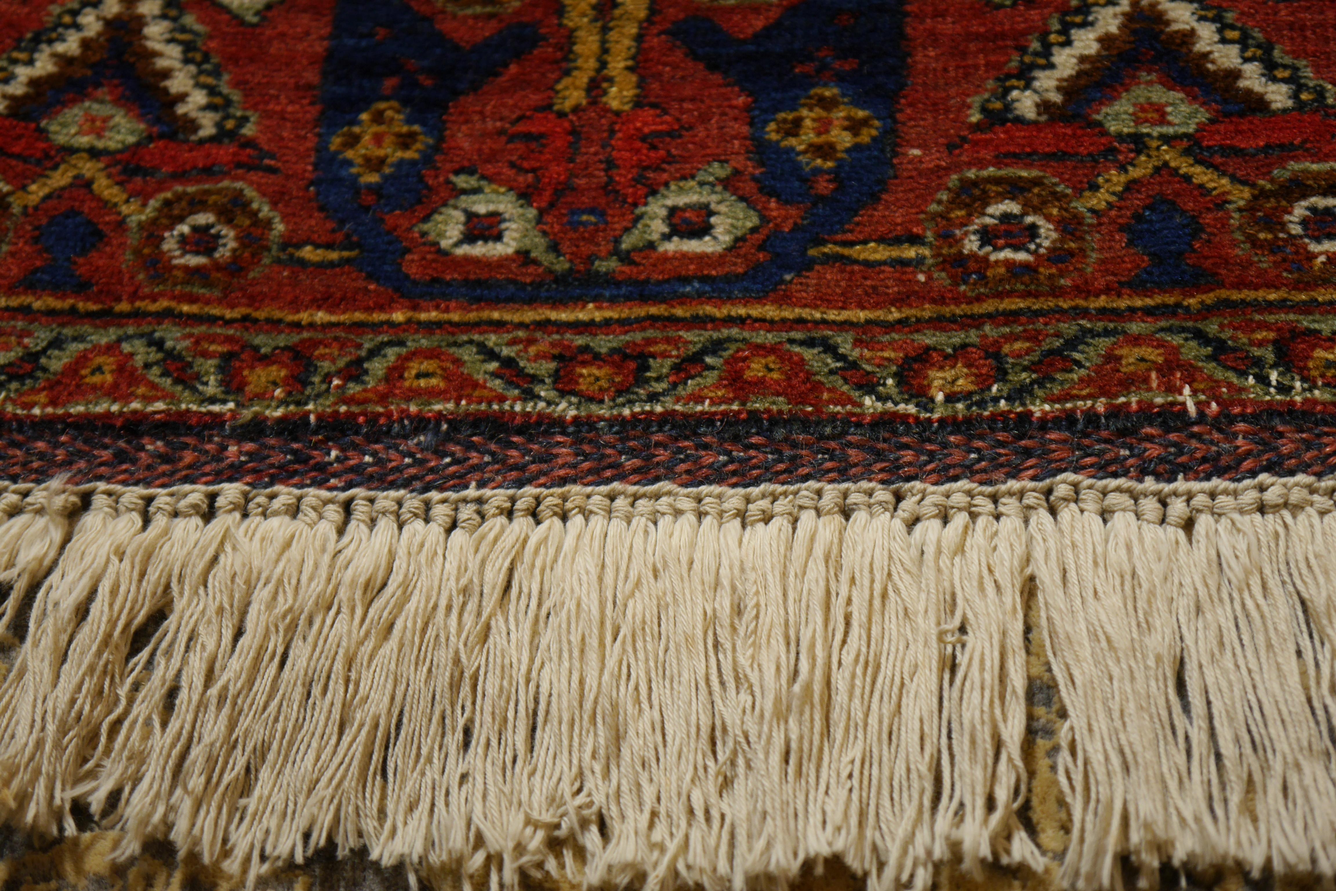 Afshari antique rug  6.8 x 4.8 ft natural color Bothe design blue rust
Antique nomadic carpet, hand-knotted from wool.
Afshar rugs are knotted by the Afshar tribe people in Southeast Persia.
In the desert region between the oasis town of Kerman /