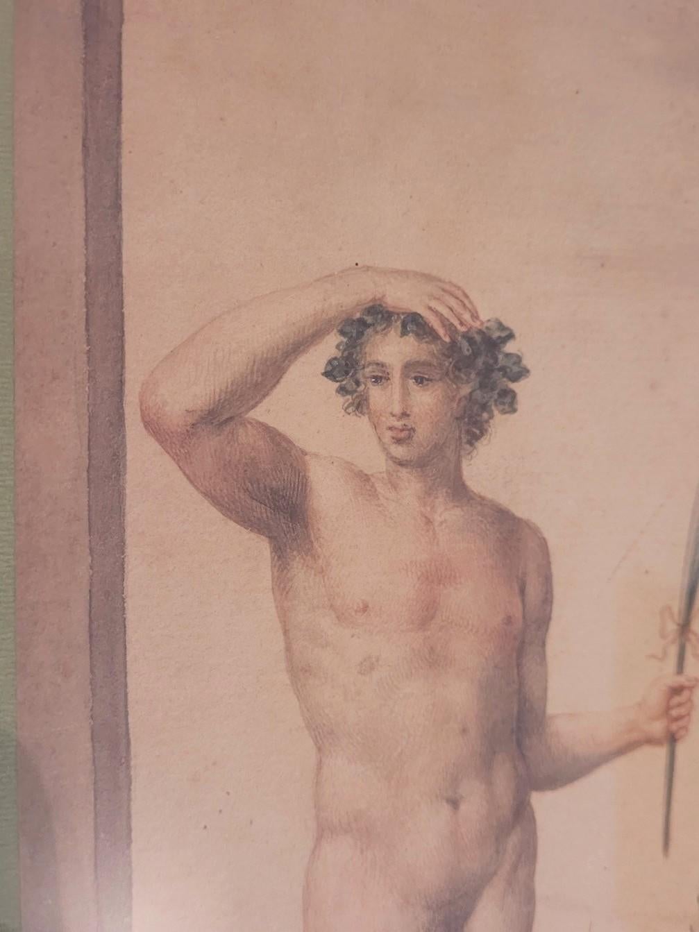 Néoclassique D'après A Appiani, dessin à l'aquarelle, scène mythologique, fin 18e/début 19e siècle en vente