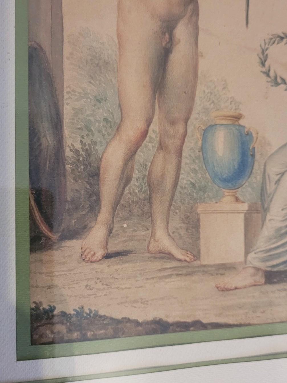 XVIIIe siècle D'après A Appiani, dessin à l'aquarelle, scène mythologique, fin 18e/début 19e siècle en vente