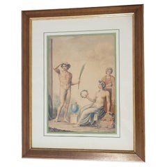 D'après A Appiani, dessin à l'aquarelle, scène mythologique, fin 18e/début 19e siècle